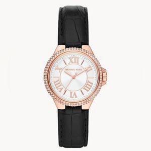 Michael Kors Camille Three-Hand Black Croc Leather Watch